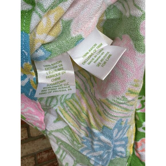 Lilly Pulitzer Women's XS Rayon Pastel Floral Flamingo Sleeveless Shift Dress - Picture 7 of 8